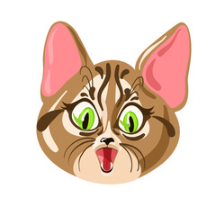 Funny surprised cat. Cute vector cat illustration. Cat head, vector art.  - 530295388