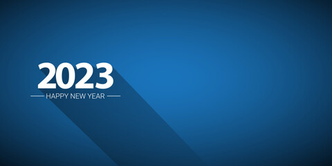 2023 Happy new year horizontal banner background or greeting card with text. vector 2023 new year numbers isolated on blue horizontal background. 2023 label and poster design template