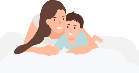 Cartoon daily life people female character woman mother and baby