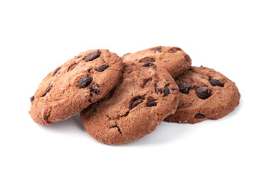 Chocolate chip cookie isolated on white background