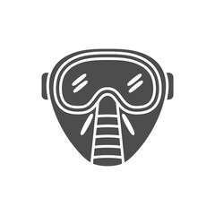 Protection facial mask, vector flat paintball or airsoft icon