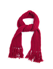 Red warm scarf on a white background