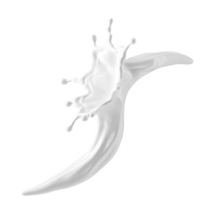3d render, milk splash isolated on transparent background. White paint splashing. Cosmetics moisturizing lotion.