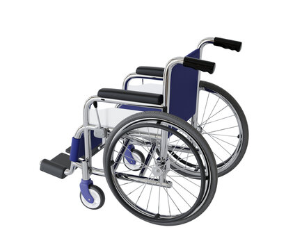 blue colored seat wheelchair isolated on transparent background ,3D illustration