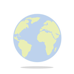 Vector Flat Minimal style vector earth planet design. Vector World Icon Isolated on White background. Globe earth icon design. World vector illustration. World Map Illustration.