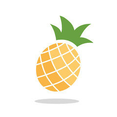 Vector Flat Minimal Style Pineapple Fruits Icon Design. Colorful two pineapple icons with Isolated on a white background. Vector illustration. Organic and Fresh Fruit Icon. Tropical fruit icon design.
