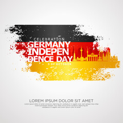 Germany unity day greeting card, with grunge and splash effect on flag as a symbol of independence