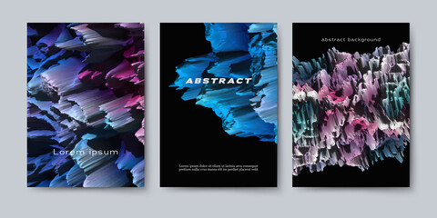 Set of modern abstract covers. Multicolored abstract composition.