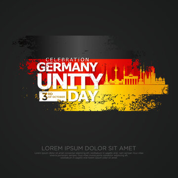 Germany unity day greeting card, with grunge and splash effect on flag as a symbol of independence