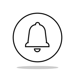 Vector Outline Bell Icon inside circle frame, Alarm, Handbell line isolated sign. Isolated on white background. Bell Notification Minimal Icon. Website and social media icon. Vector Line Style Bell.
