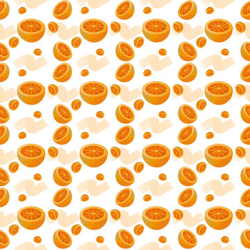 Mandarin Seamless Pattern.slice Of Orange In Many Angle.design For Wrapping Paper Textile Wallpaper