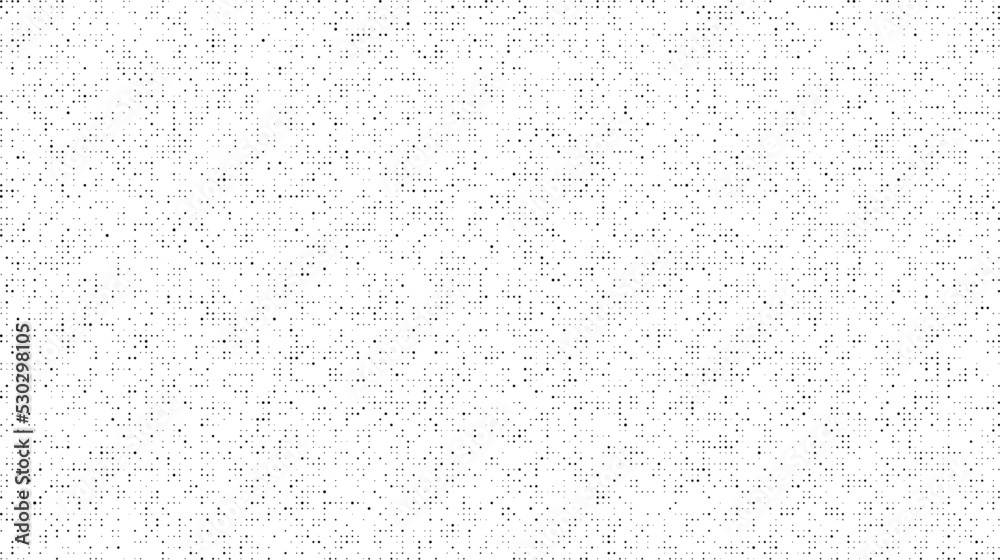 Poster Halftone noise texture background. Comic style random grain pattern. Round particles wallpaper. Black and white grains and dots overlay. Dust speckles effect. Grunge bitmap backdrop.