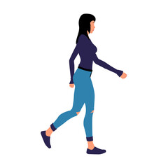 Fototapeta na wymiar Woman Walking Silhouette Pants Flat 
