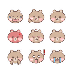 Set of Bear emoticons
