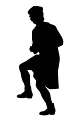 Flashing man in coat silhouette vector on white background