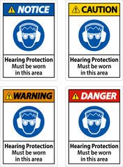 Hearing Protection Must Be Worn Sign On White Background