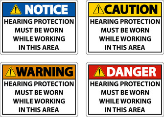 Hearing Protection Must Be Worn Sign On White Background