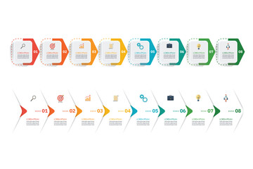 Colorful eight steps templates infographic