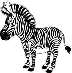 Fototapeta na wymiar Black and white cartoon zebra