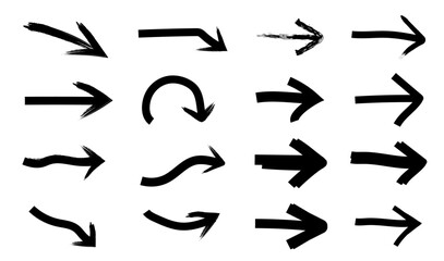 Right direction brush arrow icon set. Grunge arrow vector. Grunge arrow brush. Grunge arrow paint.