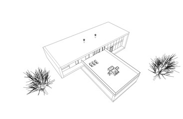 sketch of modern villa