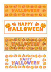 Fototapeta premium ハロウィンのバナーイラストセット: かぼちゃデザイン