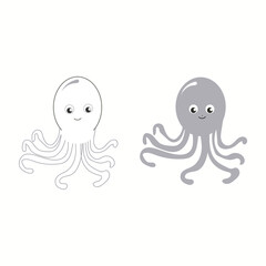 Coloring page outline of cartoon octopus Vector