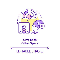 Give each other space concept icon. Fixing broken marriage abstract idea thin line illustration. Build lifestyle around. Isolated outline drawing. Editable stroke. Arial, Myriad Pro-Bold fonts used