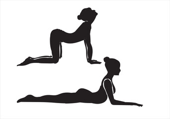 yoga motion people silhouettes for back pain