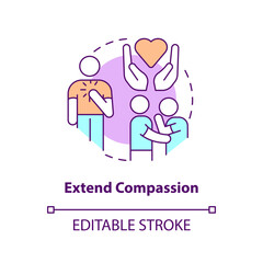Extend compassion concept icon. Fixing relationship abstract idea thin line illustration. Empathy and kindness. Isolated outline drawing. Editable stroke. Arial, Myriad Pro-Bold fonts used