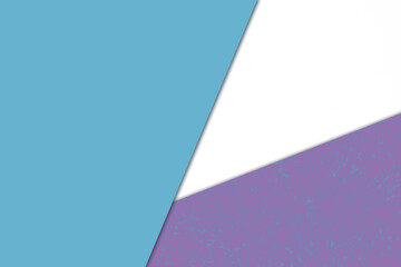 Plain vs textured bright fresh shades of blue purple lavender and white color papers intersecting to form a triangle shape for cover design