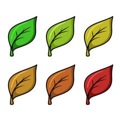 A set of colored icons, Bright autumn poplar leaves, leaf fall, vector cartoon