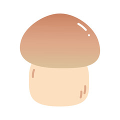 Cartoon cute mushroom. Forest wild mushroom. Vector isolated on white bg.