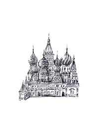 Obraz premium Hand drawn sketch of St. Basil’s chathedral on the Red square