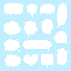 collection set of hand drawing frame border, blank speech bubble balloon, think, speak, talk, text box, banner, flat, design, vector illustration