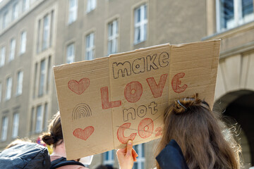 Global strike for planet, students protesting during fridays for future, banner 