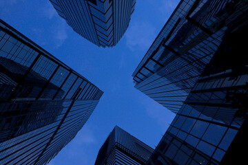 A View of Tall Buildings From Below 