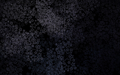 Dark Gray vector background with colored stars.