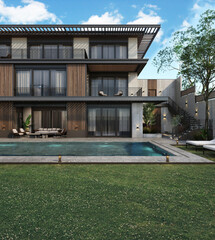 modern villa with pool