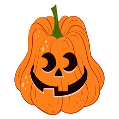 Halloween pumpkin isolated. Scary face pumpkin. Png illustration.