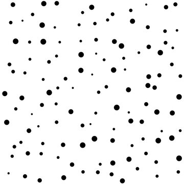 Fototapeta Seamless black random pois geometric pattern. Polka dots random pattern.