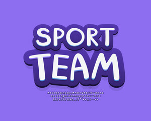 Sport emblem navy blue color for sports games logo design. 3D font set with alphabet and numbers