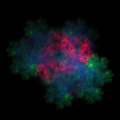 Fototapeta na wymiar Colorful fractal nebula dust on black background