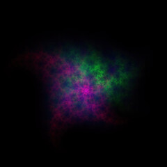 Colorful fractal nebula dust on black background
