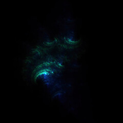 Colorful fractal nebula dust on black background