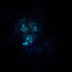 Colorful fractal nebula dust on black background