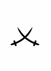 Two black swords icon art with white background