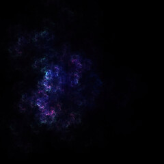 Colorful fractal nebula dust on black background
