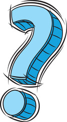 Vector Doodle of Blue Question Mark Icon.