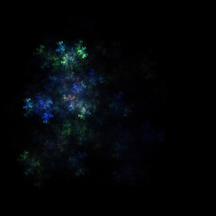 Colorful fractal nebula dust on black background